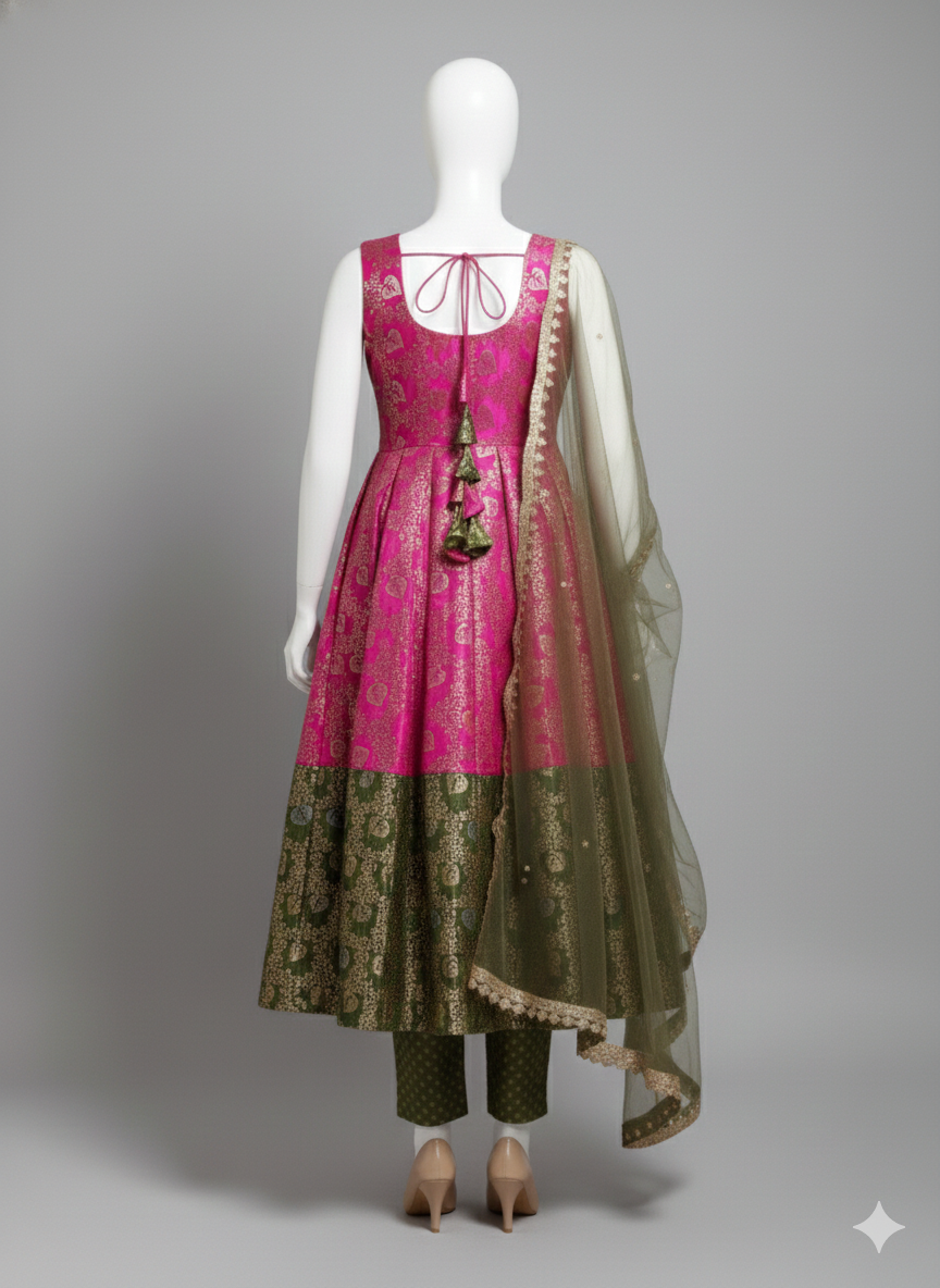 Gulnaar Zari Bloom Anarkali Set