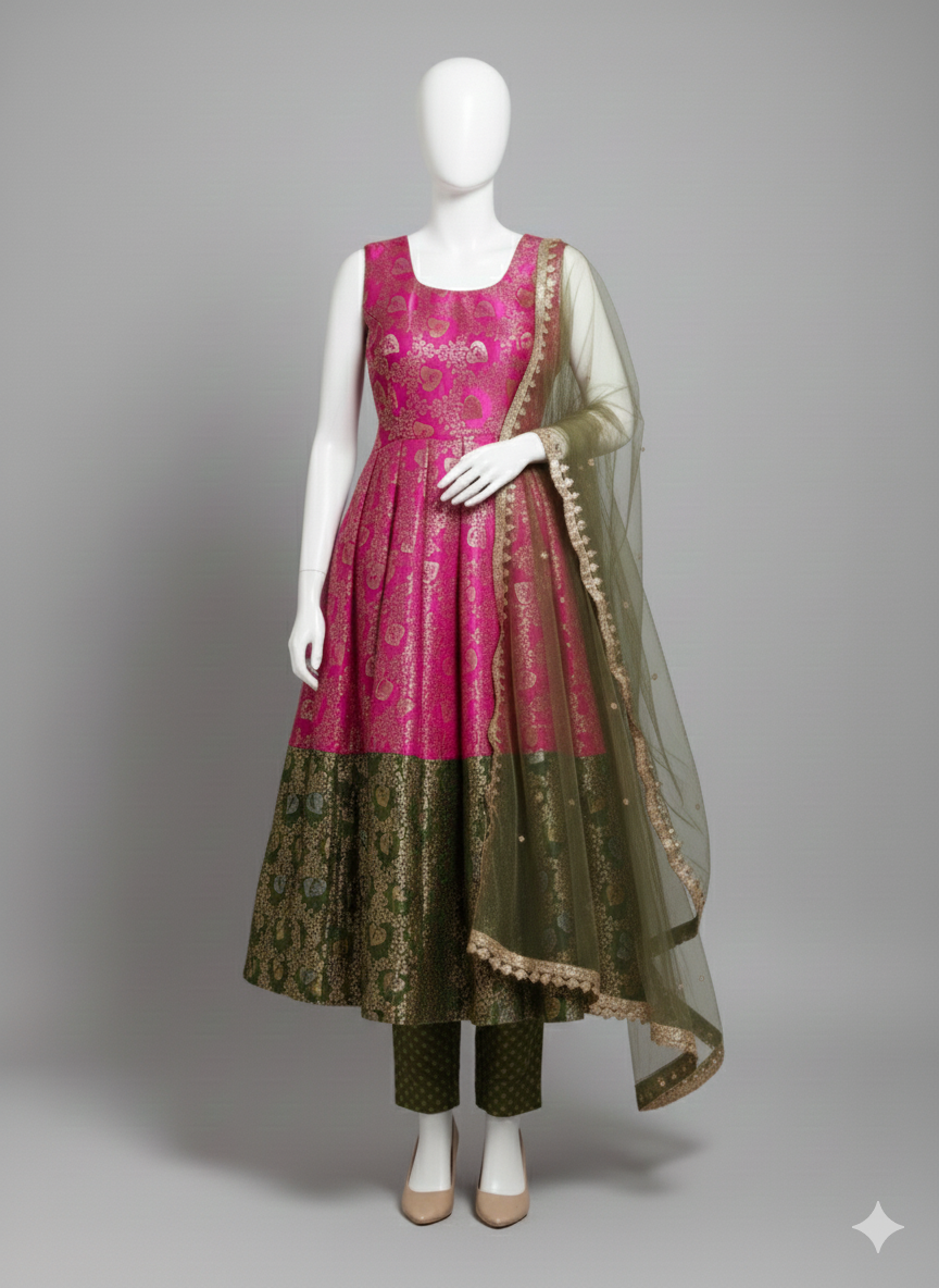 Gulnaar Zari Bloom Anarkali Set