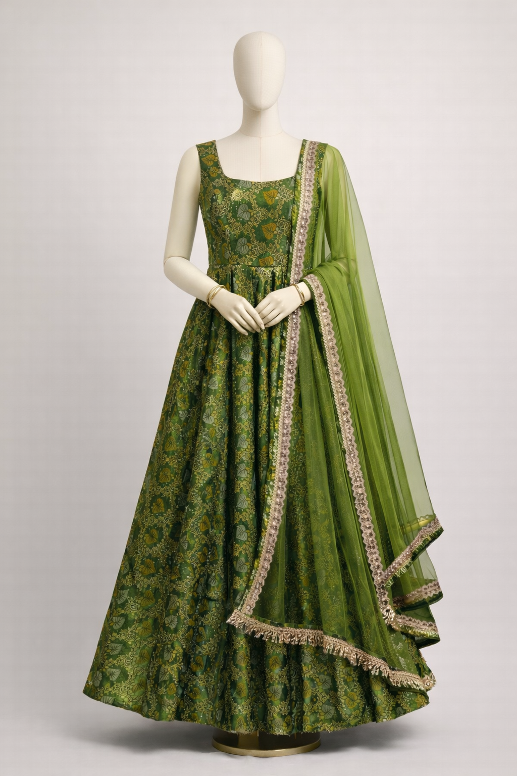 Mehndi Gul Golden Thread Anarkali Set