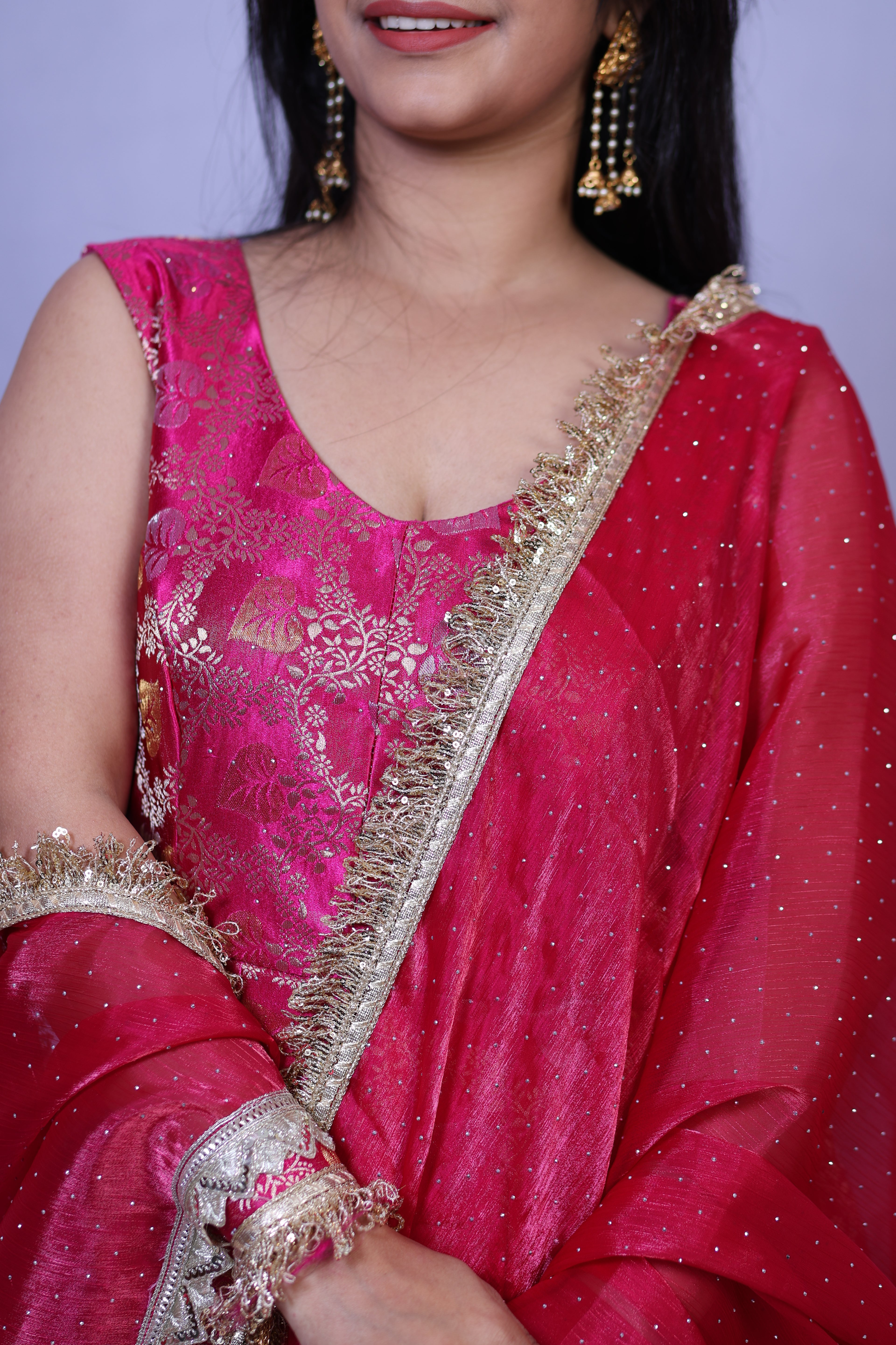 Crimson Noor Anarkali suit