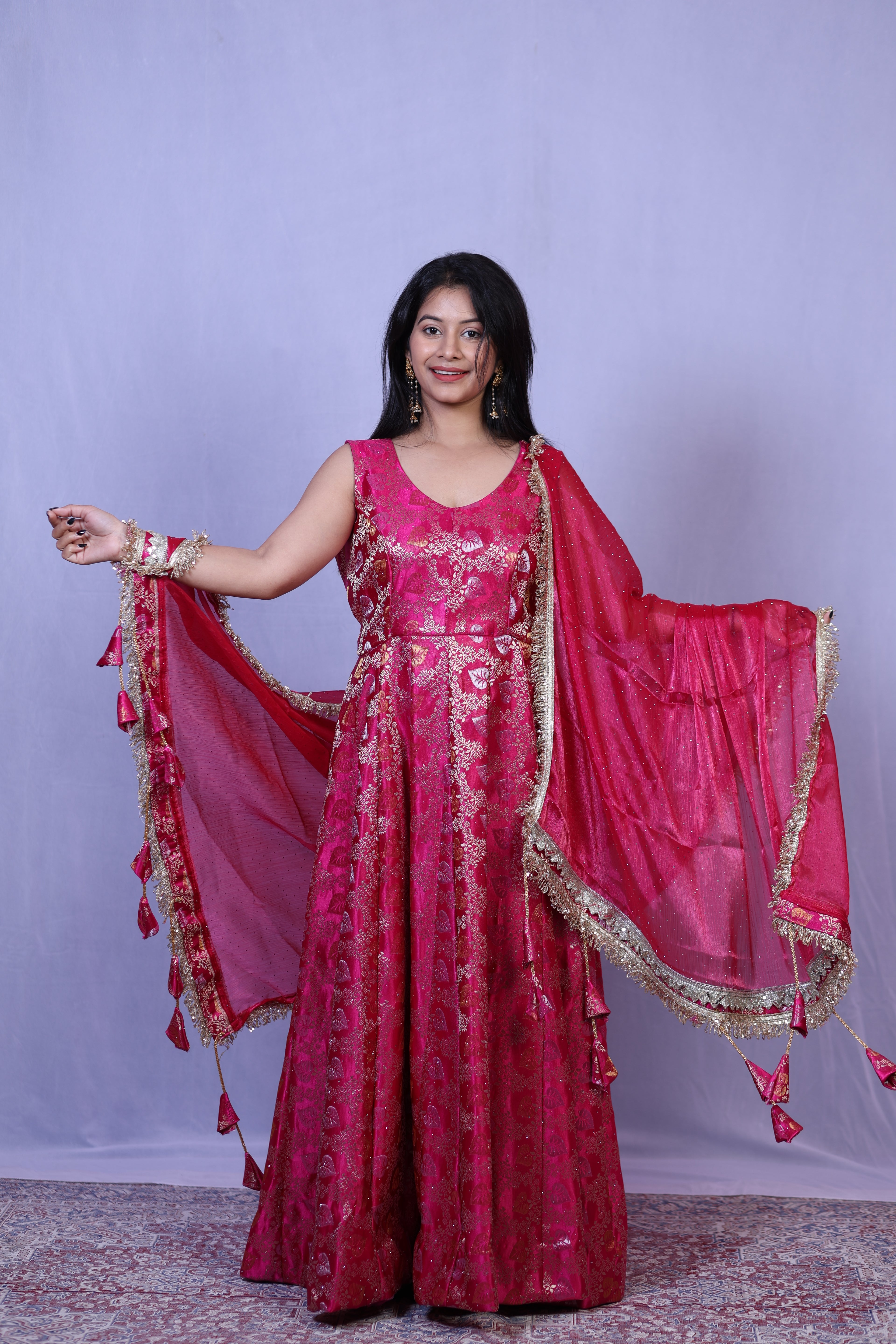 Crimson Noor Anarkali suit