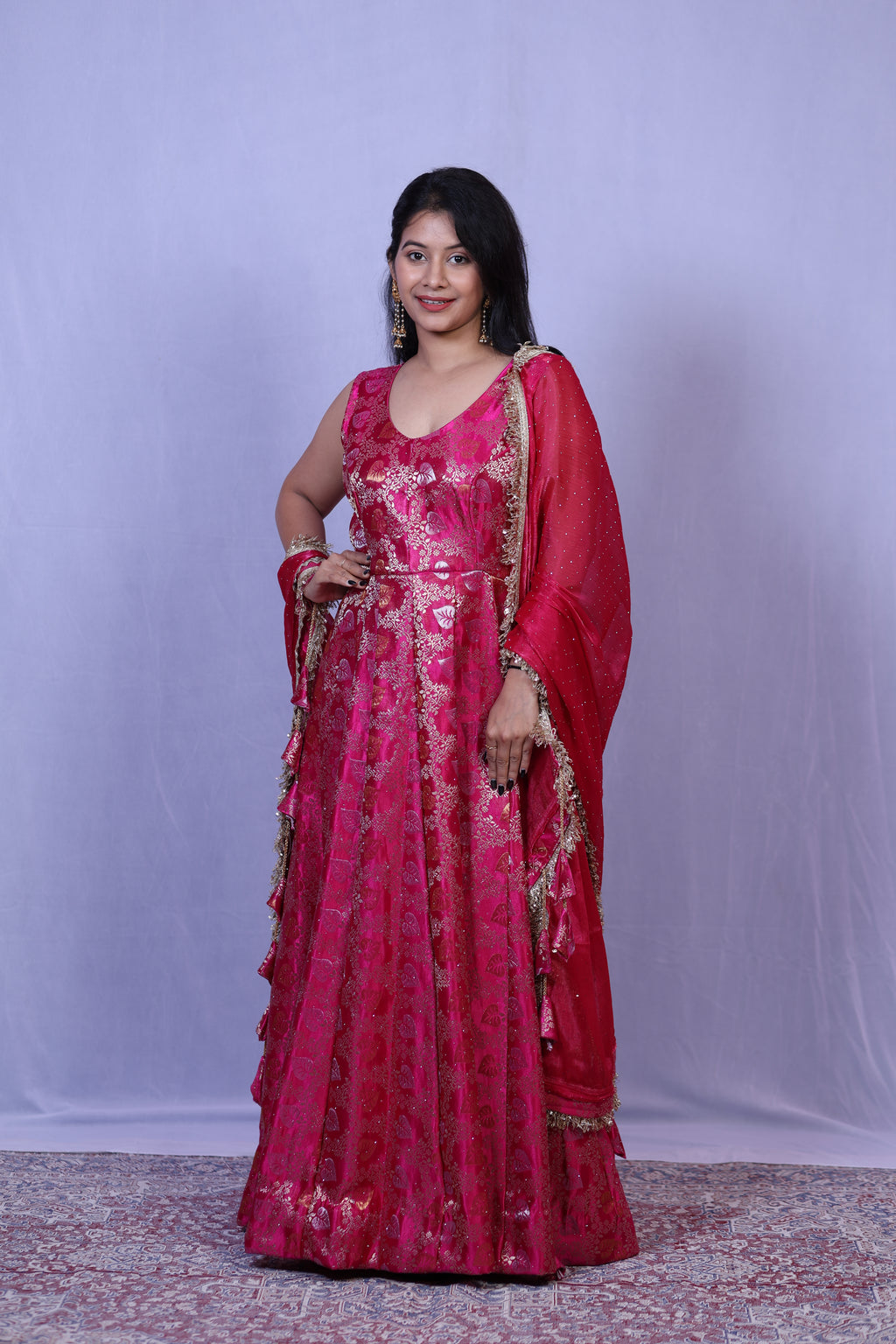 Crimson Noor Anarkali suit