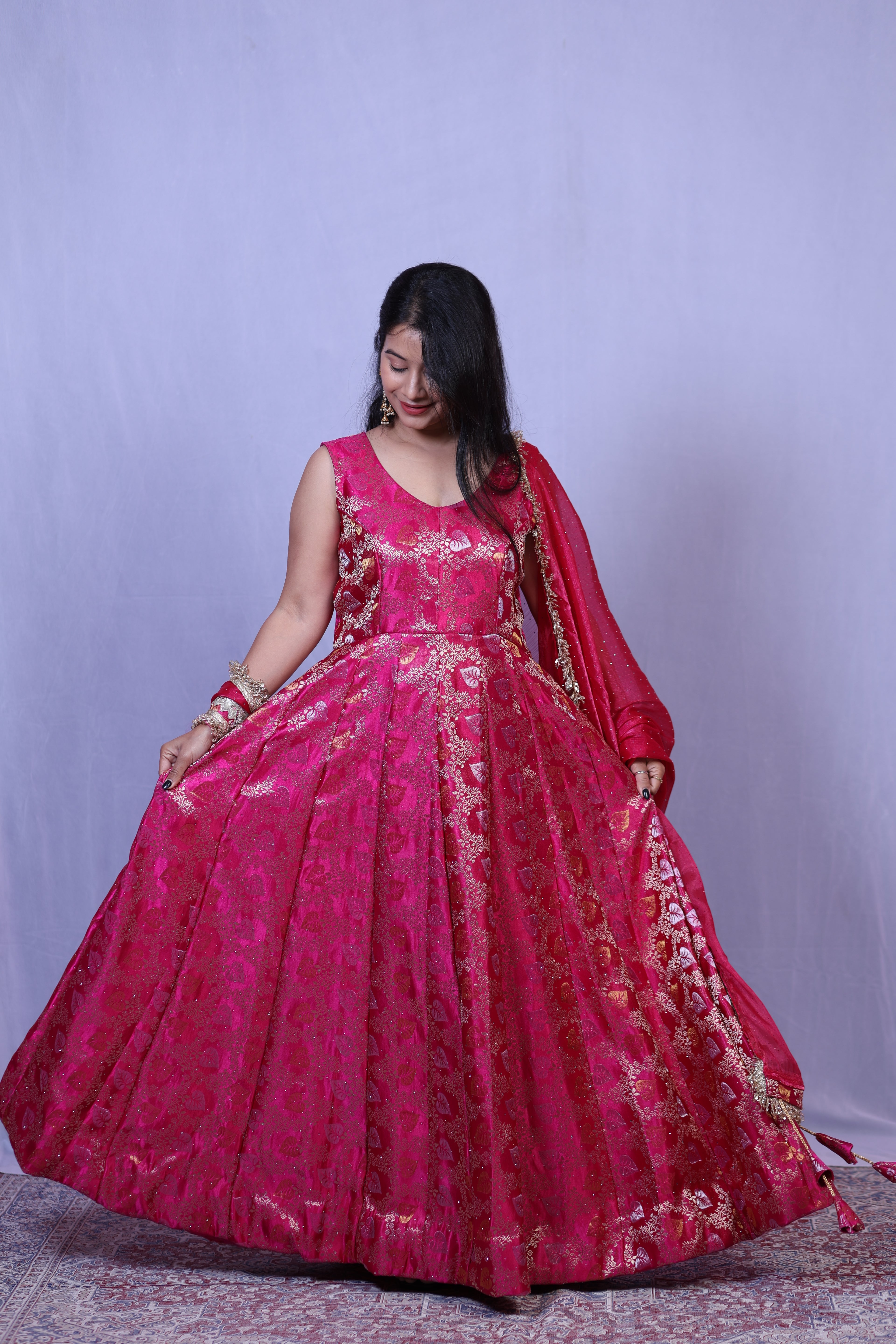 Crimson Noor Anarkali suit