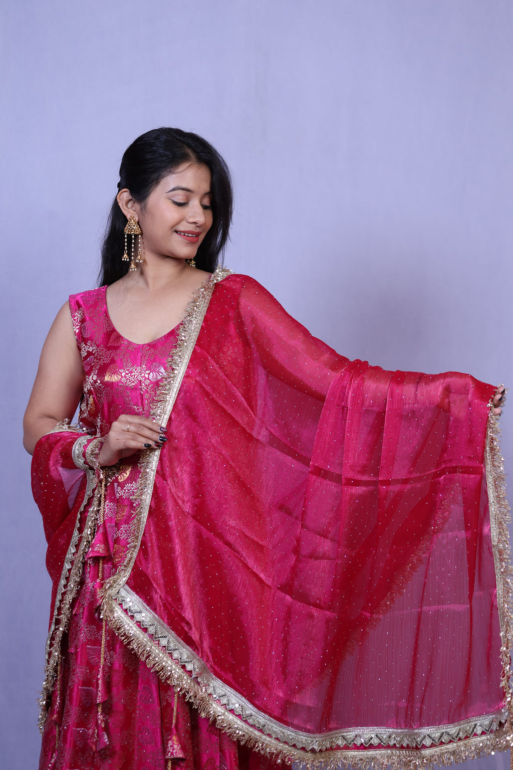 Crimson Noor Anarkali suit