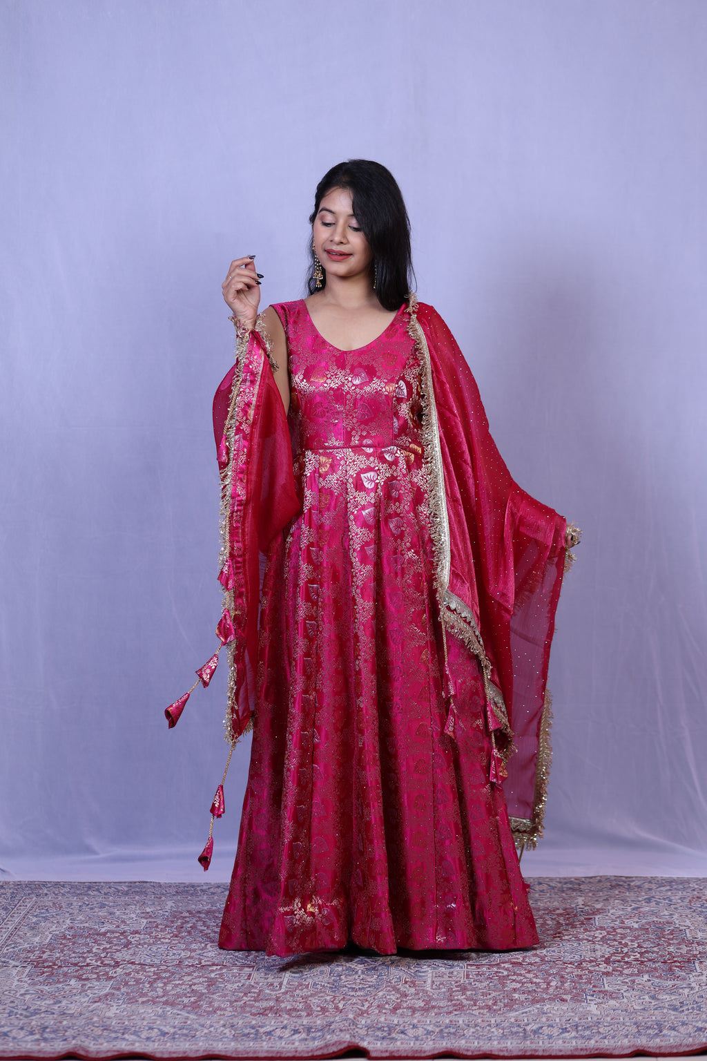 Crimson Noor Anarkali suit