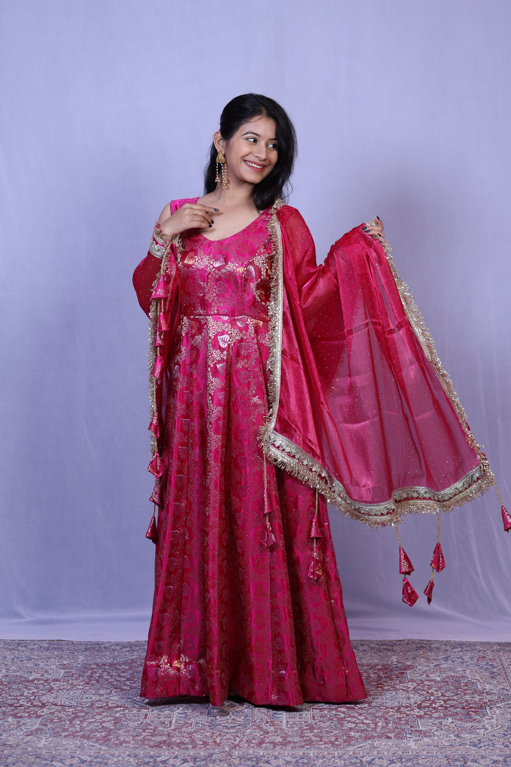 Crimson Noor Anarkali suit